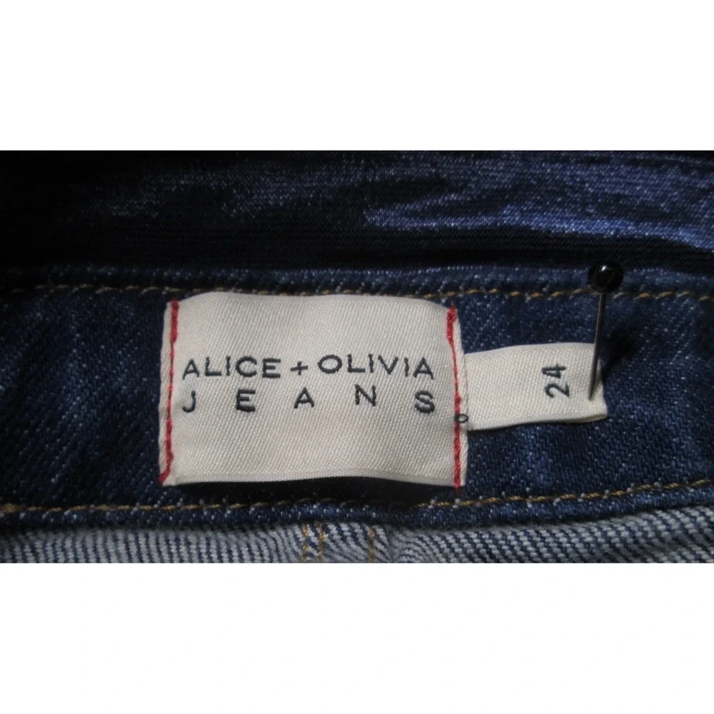 Alice + Olivia Jeans Jumpsuit Size 24 Denim Dark Halter Neck Full Zip Flare - Picture 11 of 14